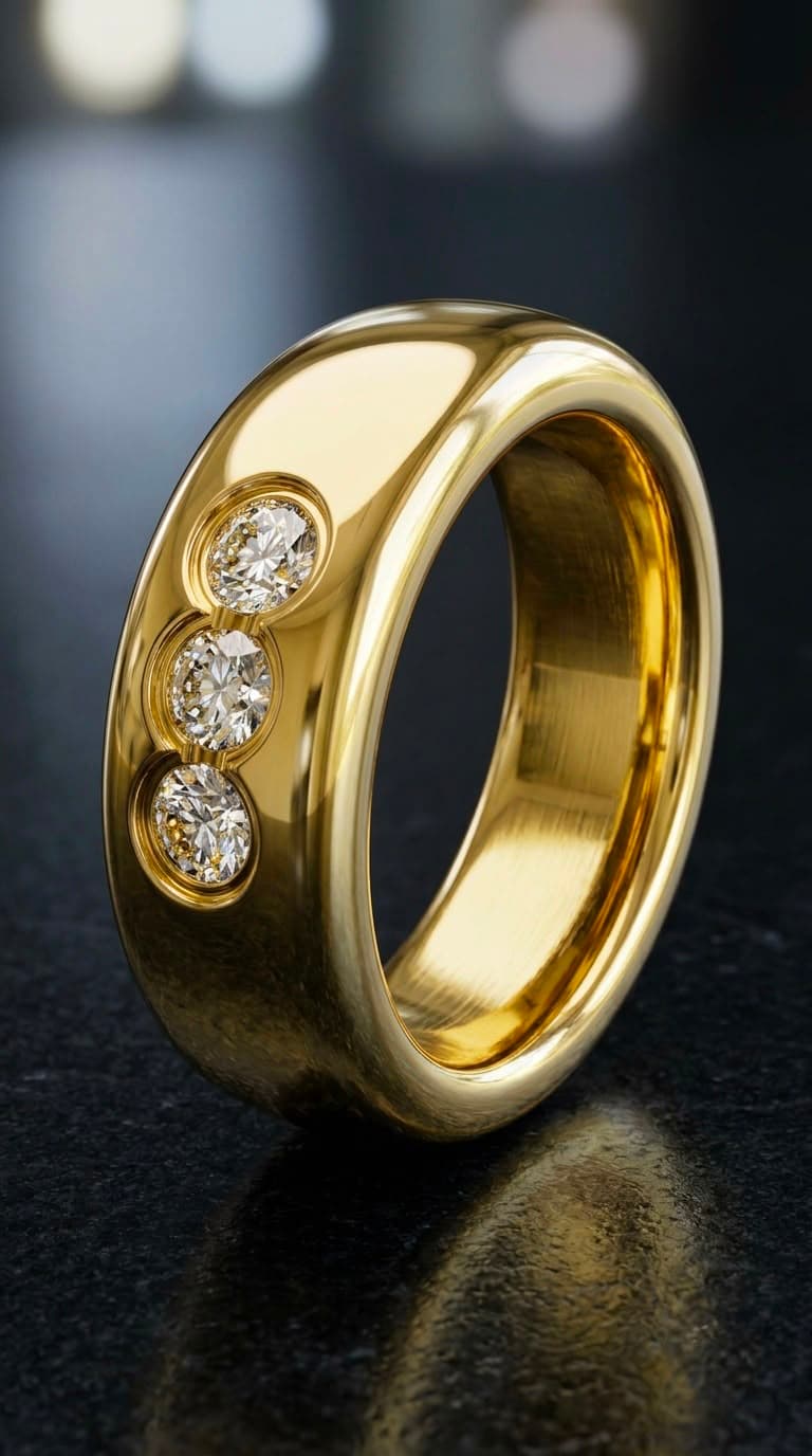 A mesma peça após o banho de ouro 18k, com brilho espelhado